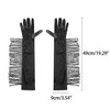 INSPIRE CHIC Women's Long Fringe Gloves with Tassels Satin 19.3" Elbow Length Warmer for Halloween, Opera, Wedding, Party 1Pair - 2 of 4