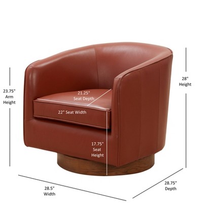 Taos Caramel Top Grain Leather Swivel Barrel Chair