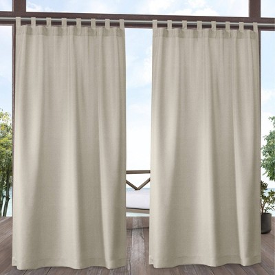Set of 2 Biscayne Indoor/Outdoor Two-Tone Textured Tab Top Curtain Panel - Exclusive Home