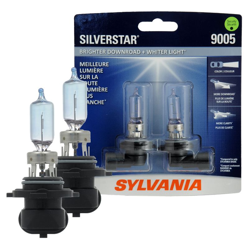 SYLVANIA 9005 SilverStar High Performance Halogen Headlight Bulb, (Contains 2 Bulbs), 1 of 8