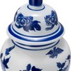 Sagebrook Home 10" Temple Jar with Lid - Ceramic White and Blue Chinoiserie Floral Stoneware for Home, Office - 3 of 4