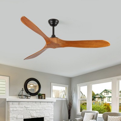 60" Farmhouse Ceiling Fan with Solid Wood Blades and Remote, Low Profile Ceiling Fan with 6-Speed for Bedroom or Living Room – The Pop Home
