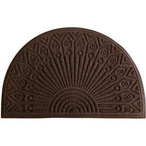 HomeRoots 24" X 36" Brown Synthetic Fiber Abstract Outdoor Semi Circle Door Mat - 1 of 4