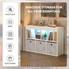 Pinmoco 5-Cube Kid's Bookshelf LED Toy Storage Organizer with Three Marbled Fabric Drawers - 3 of 4