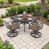 5-Piece Round Cast Aluminum Patio Set with Swivel Chairs,Brown Cushions,and Umbrella Hole - 3 of 4