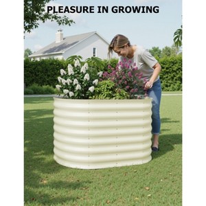 Galvanized Raised Garden Beds Outdoor, Oval Metal Planter Boxes Outdoor, Bottomless Planter Raised Beds for Vegetables Flowers Herbs Fruits - 1 of 4