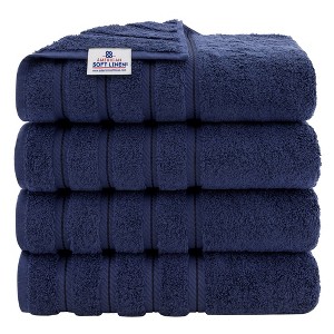 American Soft Linen 100% Cotton Luxury Turkish 4 Piece Bath Towel Set, 27x54 inches Soft Quick Dry Bath Towels for Bathroom - 1 of 4