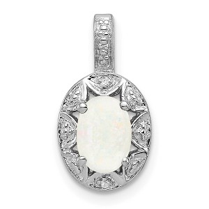 Black Bow Jewelry Rhodium Plated Sterling Silver, Gemstone & Diamond Pendant, 8 x 16mm - 1 of 4