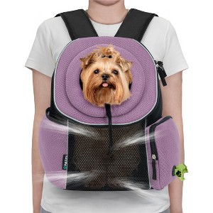 PetAmi Dog Front Carrier Backpack, Ventilated Adjustable Pet Cat Puppy, Hiking Camping Chest Travel Carrying Bag - 1 of 4