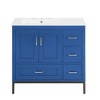 Bathroom Vanity Cabinet 4 Storage Drawers 2 Doors Freestanding Wood Frame Waterproof Processing Bathroom Vanity Easy Assembly - 4 of 4