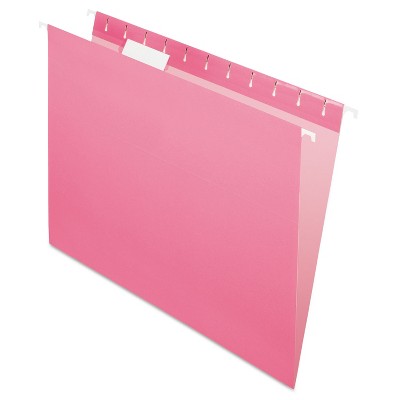 Pendaflex Essentials Colored Hanging Folders 1/5 Tab Letter Pink 25/Box 81609