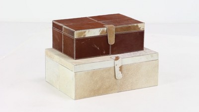 Leather storage tray, cowhide tabletop jewelry storage box
