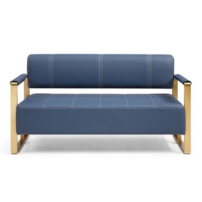 57.9" W Loveseat Sofa, 2 Seat Couch With Metal Armrests, Wide Thick Backrest, High-density Foam Seat Padded, Accent Love Seats