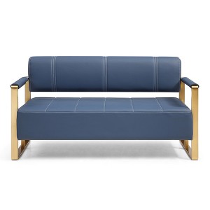 57.9" W Loveseat Sofa, 2 Seat Couch With Metal Armrests, Wide Thick Backrest, High-density Foam Seat Padded, Accent Love Seats - 1 of 4