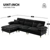 106"W L-Shaped Sectional Sofa, 4 Seat Cloud Chenille Fabric Tufted Couch Set with Two-Tone Adjustable Legs and Movable Ottoman - ModernLuxe - 3 of 4