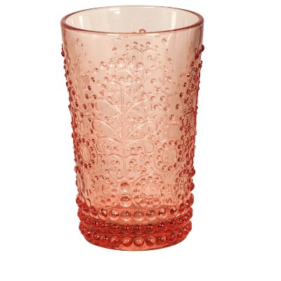 Slickblue Classic Pink Floral Drinking Glasses Set - 11.5oz, Set of 4