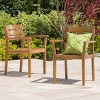 2-Piece Acacia Wood Patio Dining Chairs, Weather-Resistant Outdoor Armchairs for Garden, Backyard, and Poolside, Teak Finish-Coolbibila - 3 of 4
