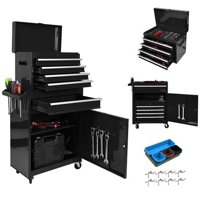 Rolling Tool Chest, 5-Drawer Rolling Tool Chest with Wheels, Large Tool Cabinet with Drawers, Mobile Steel Tool Storage Organizer with Lock&Liner