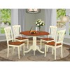 HomeStock 5-Piece Round Buttermilk and Cherry Finish Solid Wood Top Dining table with 4 Chairs - 2 of 4