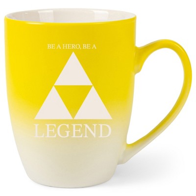 100 North Three Scales 10 Ounce Yellow and White Two Toned Ombre, Comfortably Fits Your Hands, Ceramic Tea Coffee Cup Mug, Be A Hero, Be A Legend