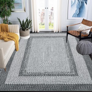 Modern Washable Area Rug, Non Slip Indoor Print Mat For Living Room Bedroom Dining Room Kitchen Enterway, Low Pile Stain Resistant Foldable Carpet - 1 of 4