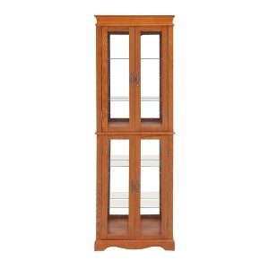 TIRAMISUBEST Corner Glass Cabinet Lighted Curio Cabinet Corner Display Case for Living Room - Mobile Lateral Filing Cabinet, Locking Wheels, - 1 of 4