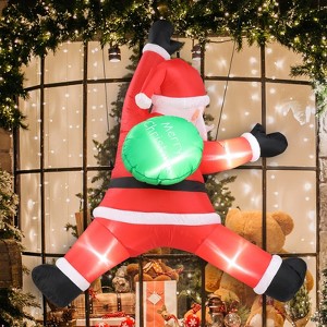 Angel Sar 4.9 FT Lighted Inflatable Hanging Santa Claus with Gift Bag, Christmas Blow Up Yard Decoration with LED Lights for Lawn, Garden Party - 1 of 4