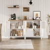 29" Large Buffet Sideboard Cabinet with 2 Glass Doors and Shelves, Modern Farmhouse Storage Cabinet Table for Kitchen Dining Room, Living Room - 3 of 4