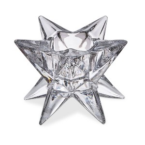 tagltd Ara Clear Glass Starburst Shape Reversible Tealight and Taper Candle Holder, 3.7L x 3.7W x 2.8H, Sold in Units of 1 - 1 of 2