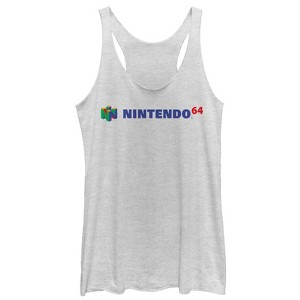 Women's Nintendo Classic N64 Logo Text Racerback Tank Top - 1 of 3