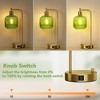 Itopfox Industrial Table Lamp Set of 2 Green Glass USB A&C Ports Stepless Dimmable Gold Nightstand Lamps for Bedroom, Living Room, Office, Home Decor - 3 of 4