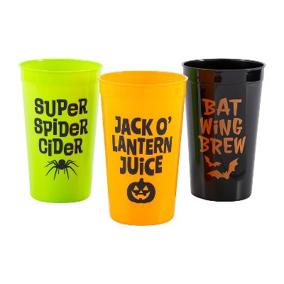 Fun Express Orange, Black & Green Halloween Tumblers 6 3/4" 30 oz - 12 Count
