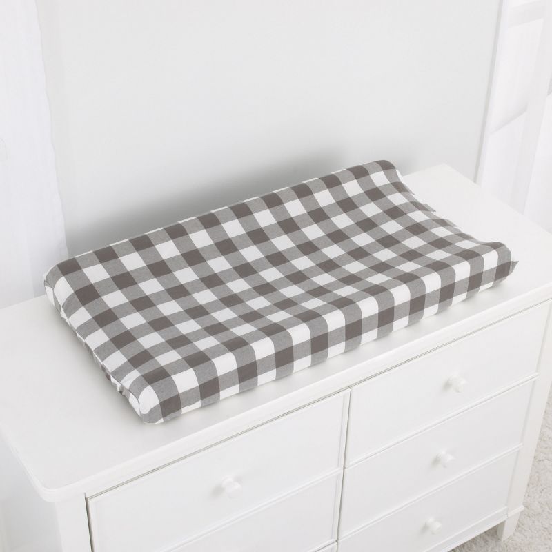 NoJo Grey and White Buffalo Check Changing Pad Cover, 2 of 4