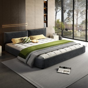 Whisen King Size Cloud Bed Frame, Chenille Upholstered Bed with Oversized Padded Movable Headboard, Round Corner - 1 of 4