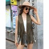 Acekool Women's 70s Fringe Vest - Retro Faux Suede Sleeveless Jacket with Bohemian Tassels, Western & Hippie Style - 4 of 4