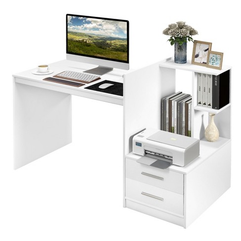 Costway Computer Desk Wooden Writing Desk Modern Home Office Workstation Pc  Laptop Table For Small Space White : Target