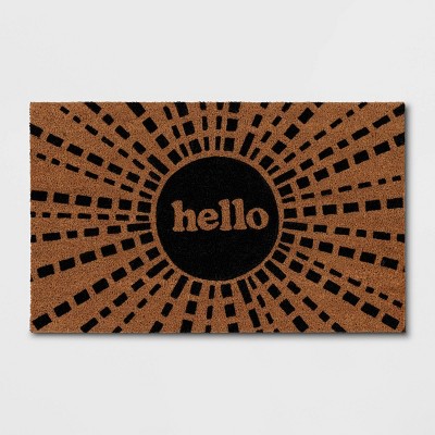 1'6"x2'6" 'Hello' Sun Coir Doormat Black - Threshold™
