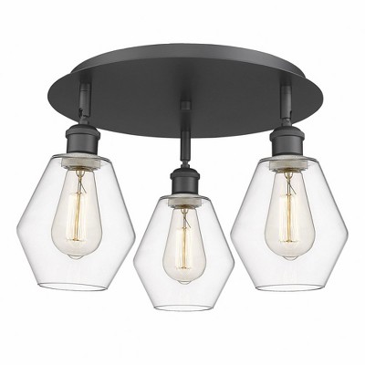Cindyrella - 3 Light Flush Mount In Industrial Style-10 Inches Tall and 17.75 Inches Wide