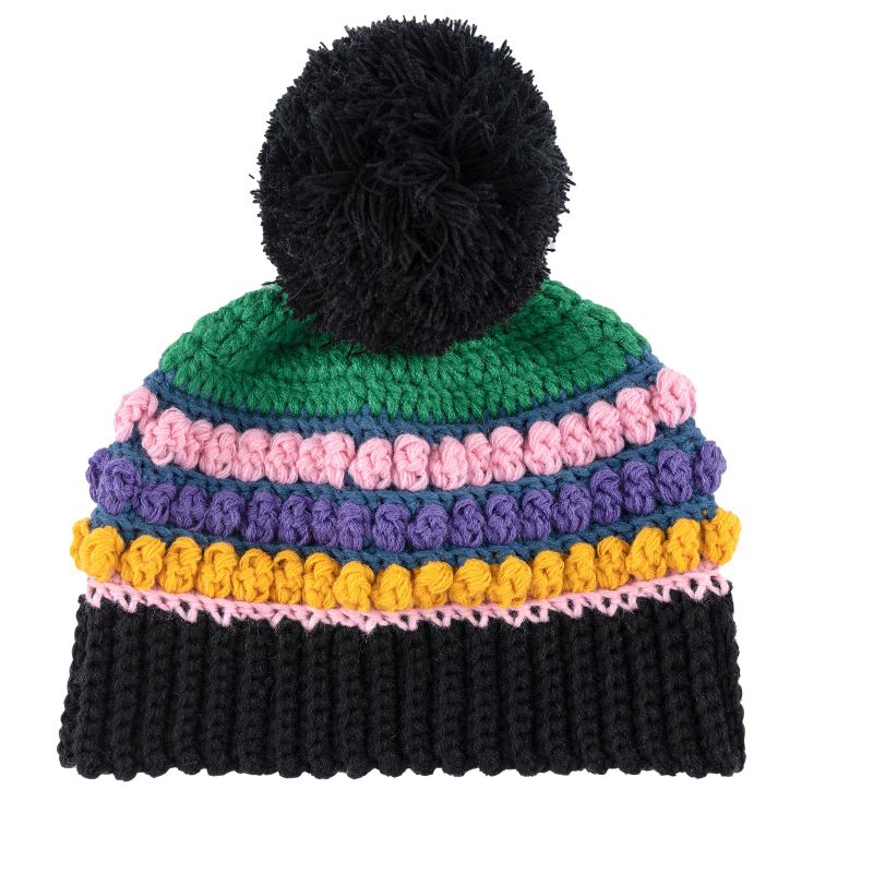 Shiraleah Vargas Multicolored Stripe Knit Beanie with Pom, 1 of 3