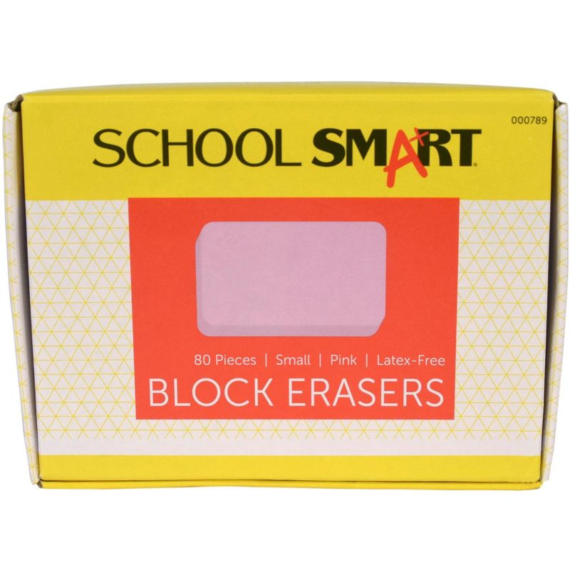 School Smart Small Pink Block Eraser, Pack of 80, 1 of 7