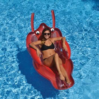 Swim Central 58" Inflatable Red Lobster Swimming Pool Floating Lounge Raft