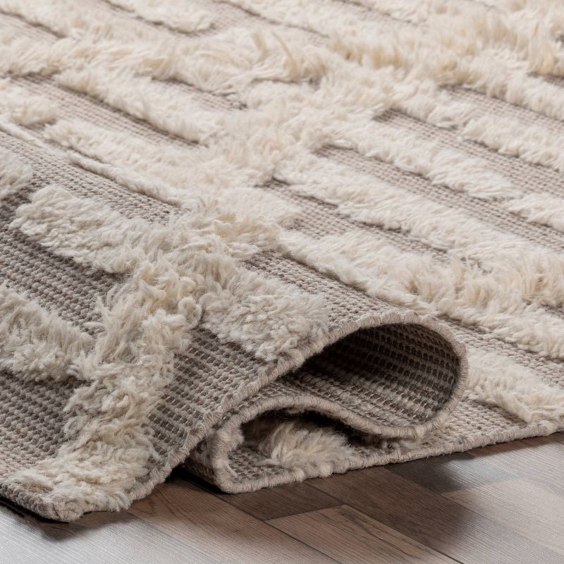 nuLOOM Kandice Contemporary Trellis Wool Blend Area Rug Beige, 4 of 10