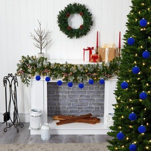 25Pcs Flocked Christmas Ball Ornaments Set - Vintage Velvet Texture, Multi-Functional Holiday Decor - 1 of 4