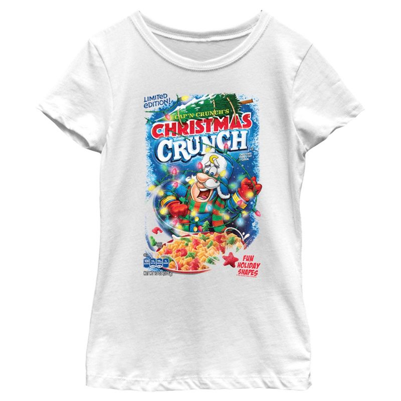 Girl's Cap'n Crunch Christmas Crunch Packaging T-Shirt, 1 of 5