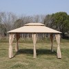 Spacious outdoor gazebo with double-tier roof, removable mesh sides, and rust-resistant steel frame for backyard and garden use-Coolbibila - 2 of 4