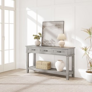 Entryway Table, Console Table with Storage Drawers, 3 Tier Farmhouse Wooden Sofa Table, Hallway Table for Entryway, Living Room - 1 of 4