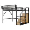 TIRAMISUBEST Full/Queen Size Loft Bed with Stairs, Metal Full Loft Bedframe with Storage Shelves, High Loft Bed with Wardrobe for Kids Teens - 3 of 4