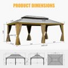 PAGED 10'X12' Hardtop Outdoor Canopies and Gazebos with Galvanized Steel Double Canopy for Patios Deck Backyard, Curtains and Netting, Brown - 2 of 4