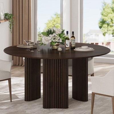 SpassWay 30"H Modern Wood Dining Table Versatile Kitchen Conference Gaming Table with Sturdy Tripod Base in Walnut/Black/Natural Wood