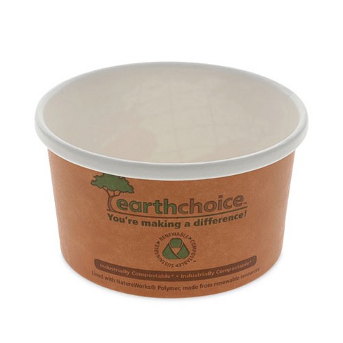 Pactiv Evergreen EarthChoice Compostable Soup Cup, Small, 8 oz, 3 x 3 x 3, Brown, Paper, 500/Carton - image 1 of 4